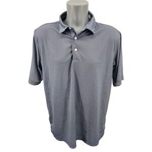 Walter Hagen Essentials Navy Houndstooth Golf Polo Shirt Sort Sleeve Men's Large